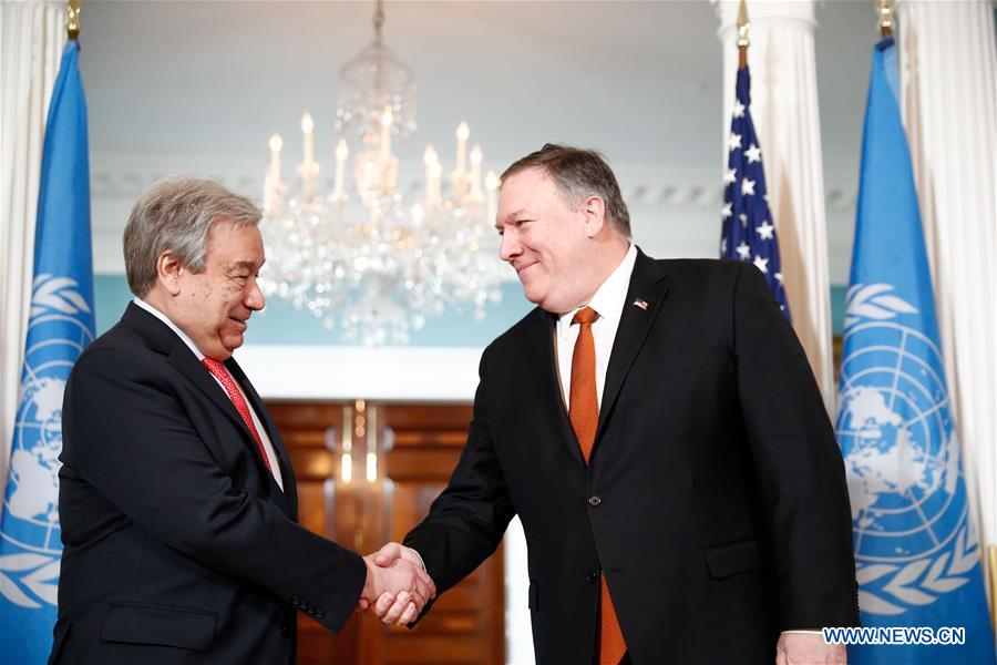 U.S.-WASHINGTON D.C.-POMPEO-ANTONIO GUTERRES-MEETING