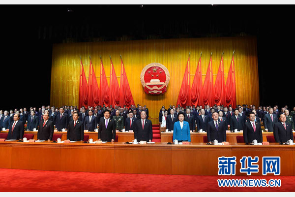 10月1日，慶祝中華人民共和國成立66周年暨新疆維吾爾自治區(qū)成立60周年大會在新疆人民會堂隆重舉行。 新華社記者 饒愛民 攝