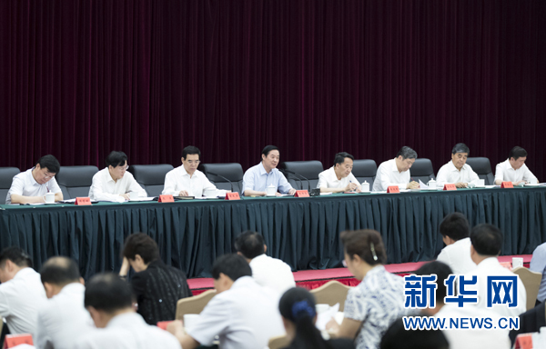 7月12日，中共中央政治局委員、中央書記處書記、中宣部部長劉奇葆在北京出席全國出版工作會(huì)議。 新華社記者 丁海濤 攝