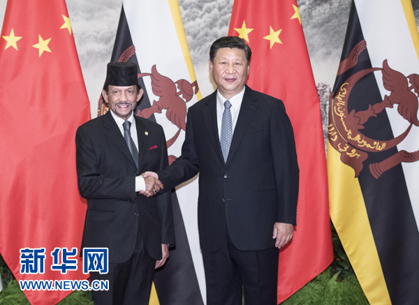 9月13日，國家主席習(xí)近平在北京人民大會堂同文萊蘇丹哈桑納爾舉行會談。 新華社記者 李濤 攝