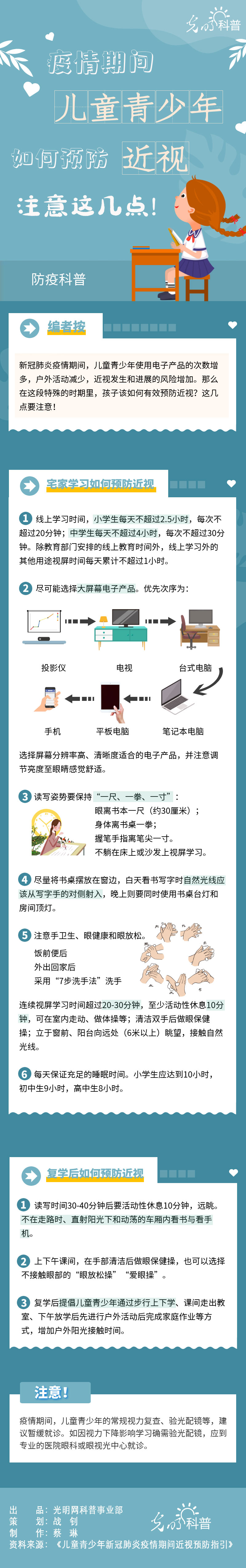 【防疫科普】疫情期間兒童青少年如何預防近視？注意這幾點！