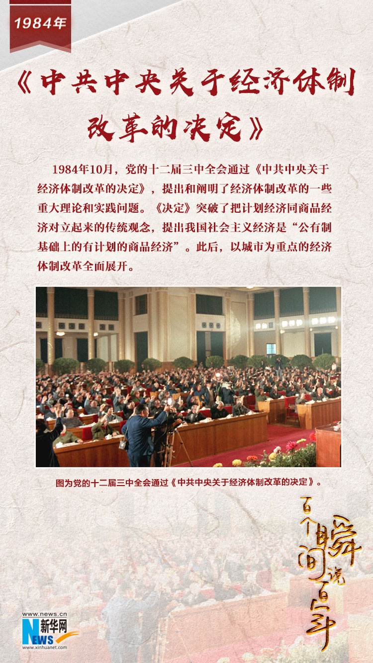 1984，《中共中央關(guān)于經(jīng)濟體制改革的決定》