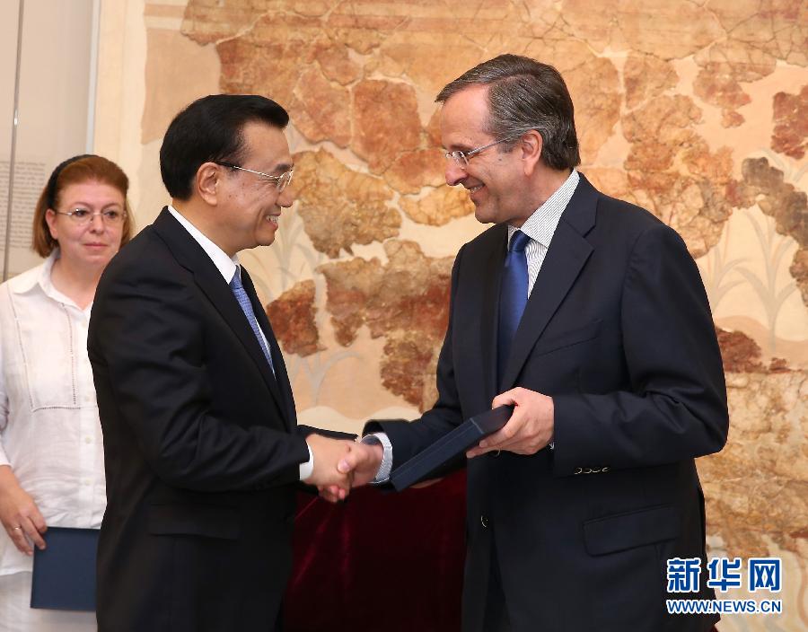 6月21日，國務院總理李克強與希臘總理薩馬拉斯共同出席希臘伊拉克利翁博物館新館開館儀式并發(fā)表講話。 新華社記者 龐興雷 攝