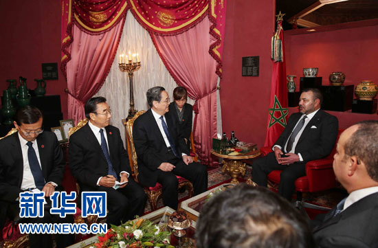 11月4日，中國(guó)全國(guó)政協(xié)主席俞正聲在非斯會(huì)見摩洛哥國(guó)王穆罕默德六世。 新華社記者 劉衛(wèi)兵 攝