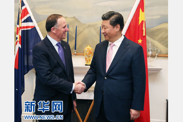 11月20日，中國國家主席習近平在惠靈頓同新西蘭總理約翰·基舉行會談。 新華社記者 馬占成 攝