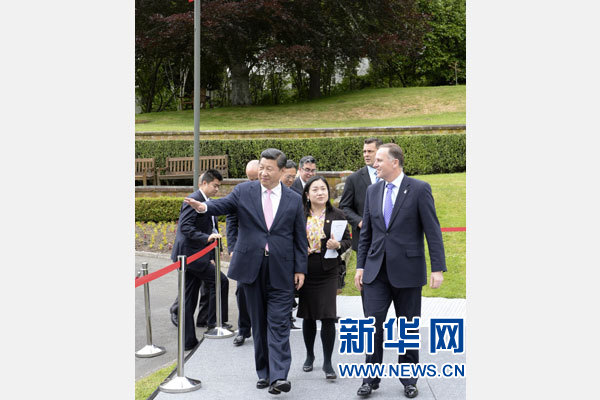 11月20日，中國國家主席習近平在惠靈頓同新西蘭總理約翰·基舉行會談。 新華社記者 李學仁 攝