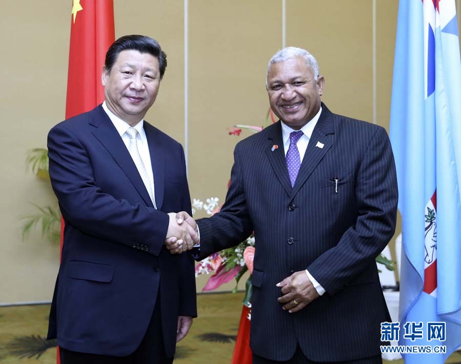 11月22日，中國國家主席習近平在楠迪同斐濟總理姆拜尼馬拉馬舉行會談。 新華社記者姚大偉攝