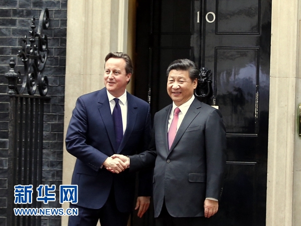 10月21日，國家主席習(xí)近平在倫敦唐寧街首相府同英國首相卡梅倫舉行會談。 新華社記者 鞠鵬 攝 