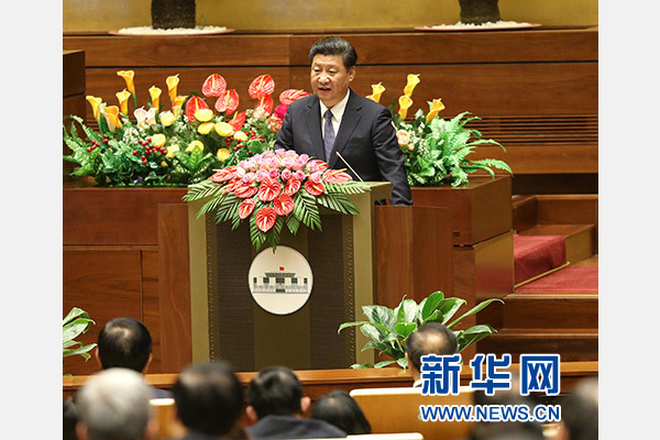 11月6日，中共中央總書記、國家主席習(xí)近平在越南國會(huì)發(fā)表題為《共同譜寫中越友好新篇章》的重要演講。 新華社記者 龐興雷 攝