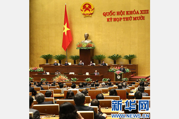 11月6日，中共中央總書記、國家主席習(xí)近平在越南國會(huì)發(fā)表題為《共同譜寫中越友好新篇章》的重要演講。 新華社記者 龐興雷 攝