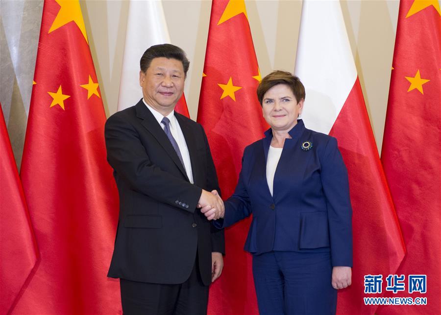 6月20日，國(guó)家主席習(xí)近平在華沙會(huì)見波蘭總理希德沃。新華社記者 謝環(huán)馳 攝  