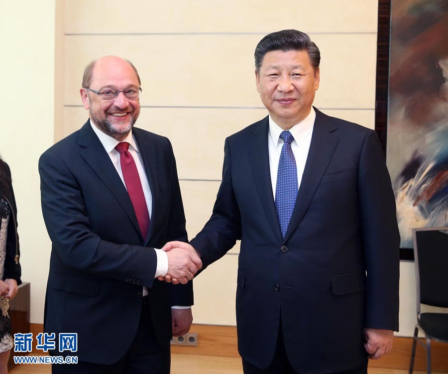 7月6日，國家主席習(xí)近平在柏林會(huì)見德國社會(huì)民主黨主席舒爾茨。新華社記者 姚大偉 攝